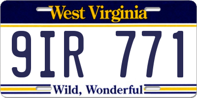 WV license plate 9IR771