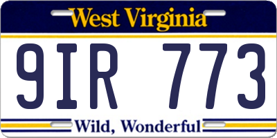 WV license plate 9IR773