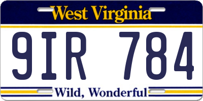 WV license plate 9IR784
