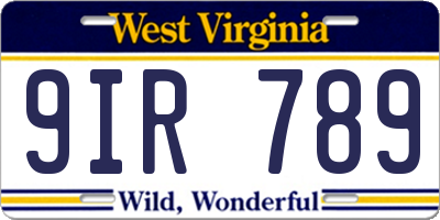 WV license plate 9IR789