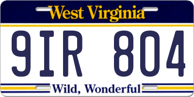 WV license plate 9IR804