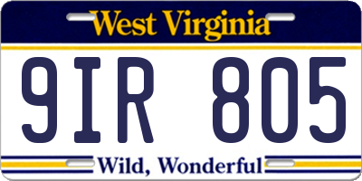 WV license plate 9IR805
