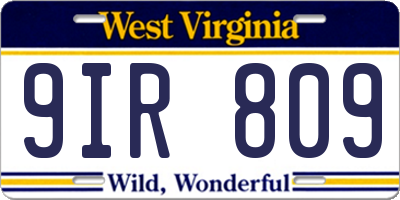 WV license plate 9IR809