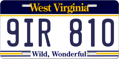 WV license plate 9IR810