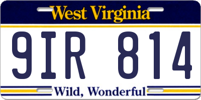 WV license plate 9IR814