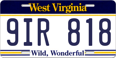 WV license plate 9IR818
