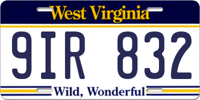WV license plate 9IR832