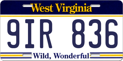 WV license plate 9IR836