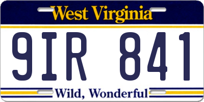 WV license plate 9IR841