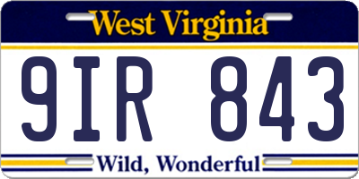 WV license plate 9IR843