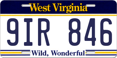 WV license plate 9IR846
