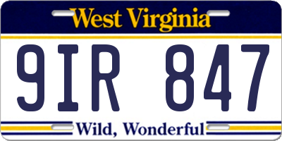 WV license plate 9IR847