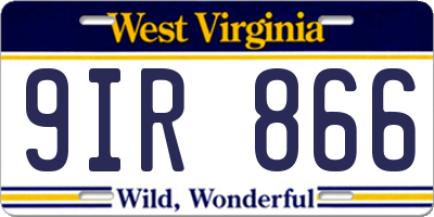 WV license plate 9IR866