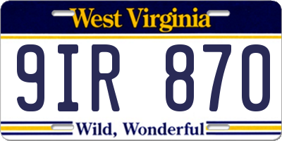 WV license plate 9IR870