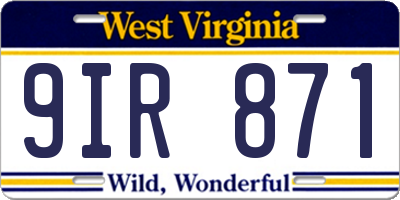 WV license plate 9IR871