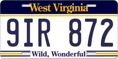 WV license plate 9IR872