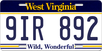 WV license plate 9IR892