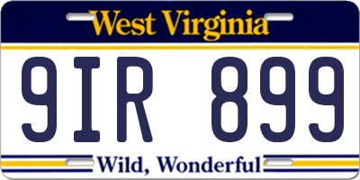 WV license plate 9IR899