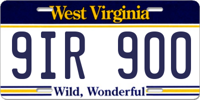 WV license plate 9IR900