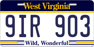 WV license plate 9IR903