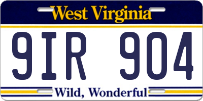 WV license plate 9IR904