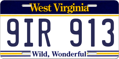 WV license plate 9IR913