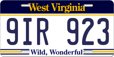 WV license plate 9IR923