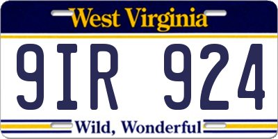 WV license plate 9IR924
