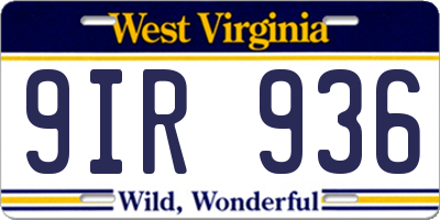 WV license plate 9IR936