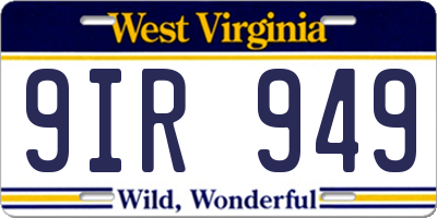 WV license plate 9IR949