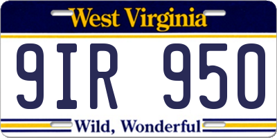 WV license plate 9IR950