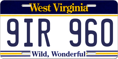 WV license plate 9IR960