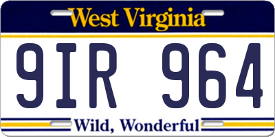 WV license plate 9IR964