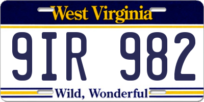 WV license plate 9IR982