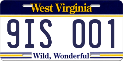 WV license plate 9IS001
