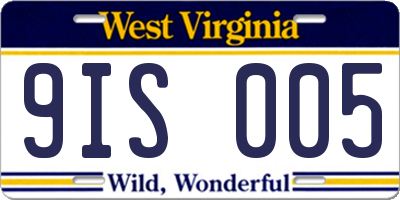 WV license plate 9IS005