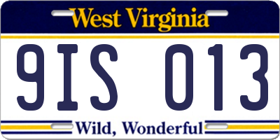 WV license plate 9IS013