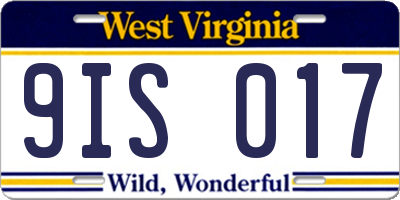 WV license plate 9IS017