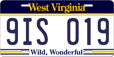 WV license plate 9IS019