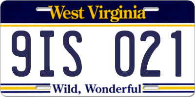 WV license plate 9IS021