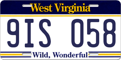 WV license plate 9IS058