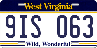 WV license plate 9IS063