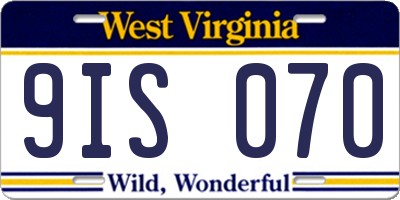 WV license plate 9IS070