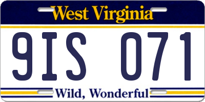 WV license plate 9IS071