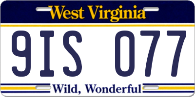 WV license plate 9IS077
