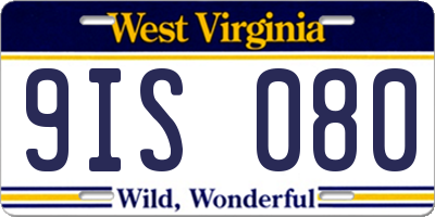 WV license plate 9IS080