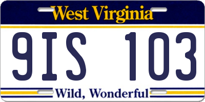 WV license plate 9IS103