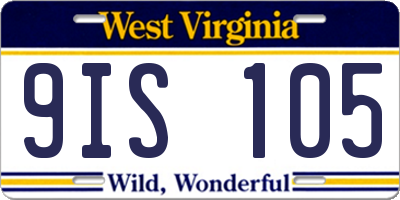 WV license plate 9IS105