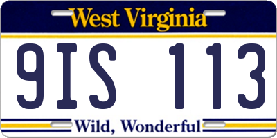 WV license plate 9IS113