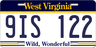 WV license plate 9IS122